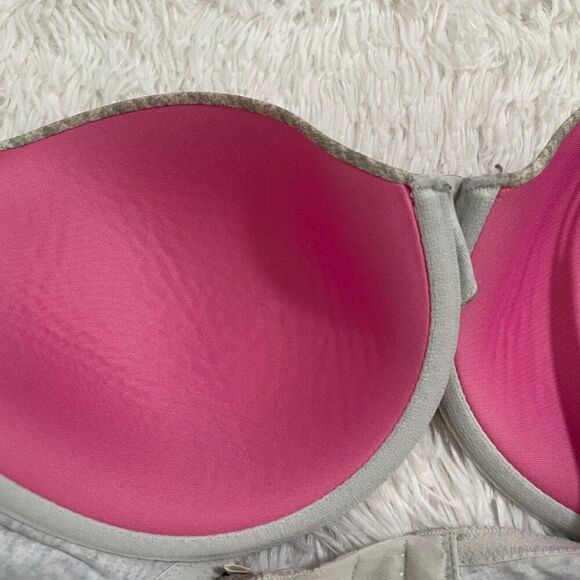 Women PINK Victoria's Secret Wear Everywhere Push Up Bra in Gray Size 32DD - Picture 10 of 11